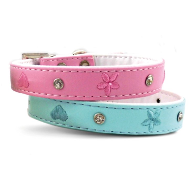 RECORD SPRING PINK FAUX LEATHER COLLAR 1,5X
