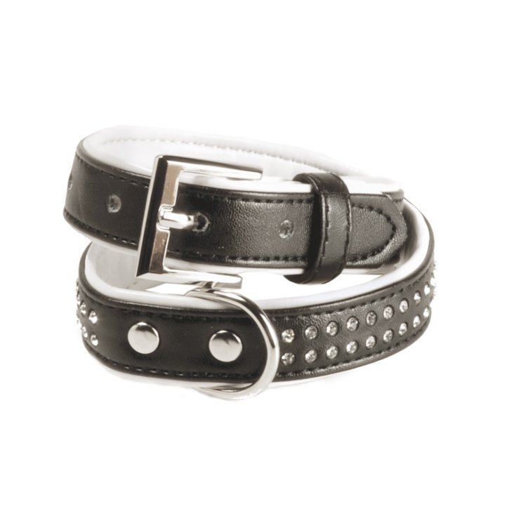 RECORD COLLARS LEATHERETTE WITH BLACK STRASS