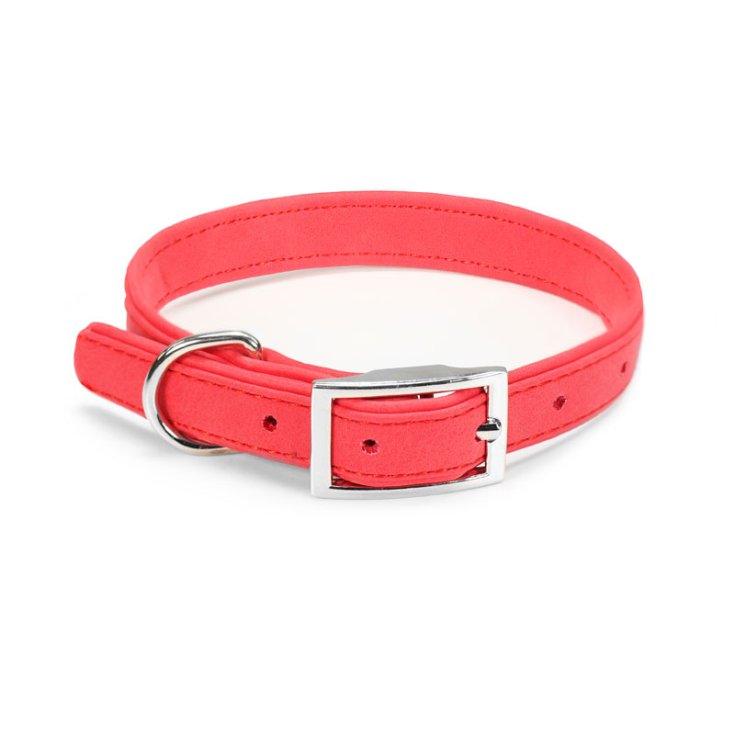 RECORD DOG COLLAR LEATHERETTE RED XS