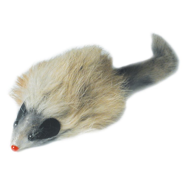RECORD MOUSE IN GRAY FAUX FUR L 18